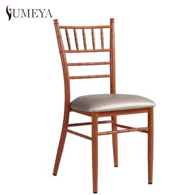 Hotel furniture fashionable wedding chairs leather cushion banquet stackable aluminum stainless steel chiavari chair